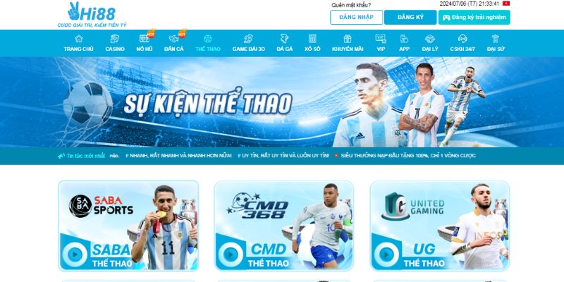 Cược thể thao online sôi động tại nhà cái